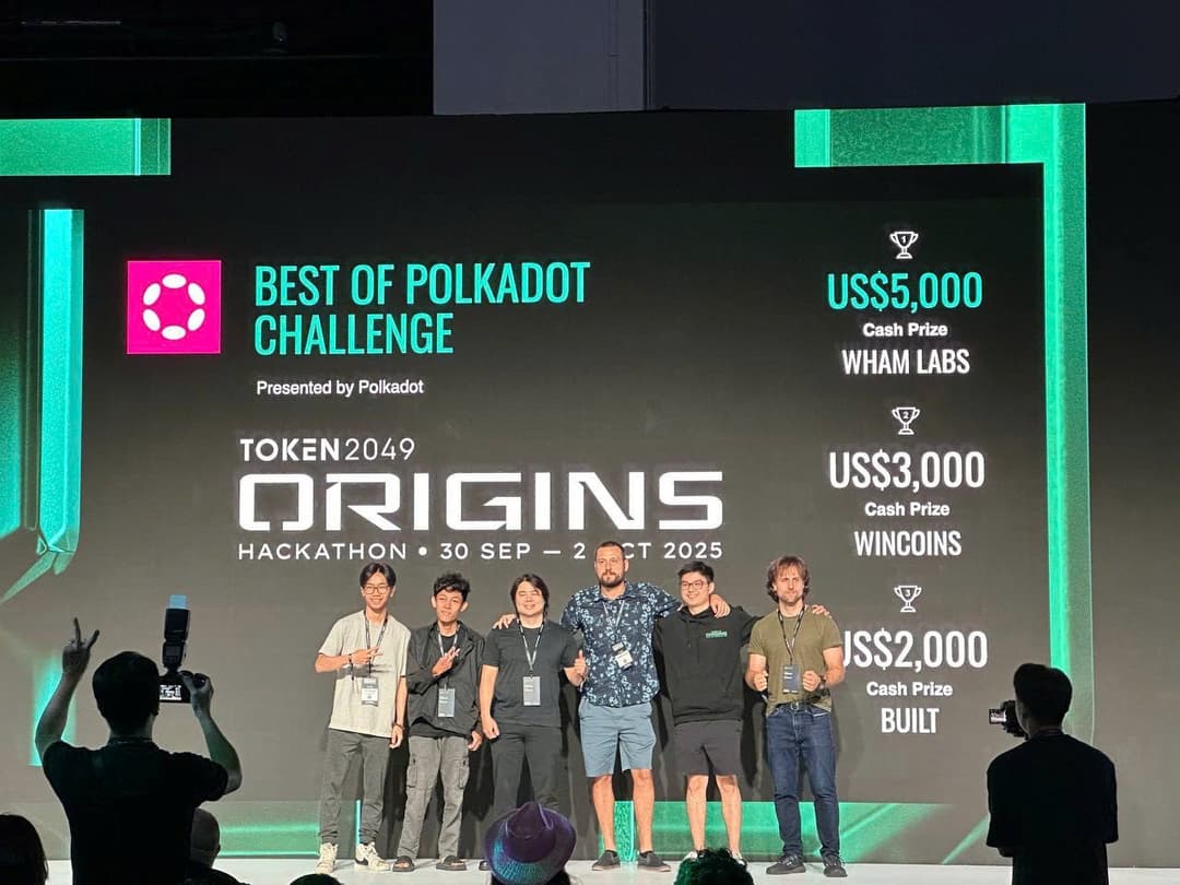 1st Place — Best of Polkadot Challenge (US$5,000), TOKEN2049 ORIGINS Hackathon (Wham Pay)